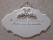 Placa Decorativa Mdf Anjo da Guarda com aplicação em alto relevo de resina 30x20cm