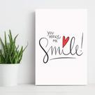 Placa Decorativa MDF Frase Make Me Smile