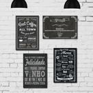 Placa Decorativa MDF Frases Giz Retrô Kit 4un 30x40cm
