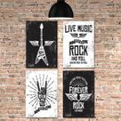Placa Decorativa MDF Música Rock Kit 4un 30x40cm Placa Decorativa MDF Música Rock Kit 4un 30x40cm