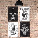 Placa Decorativa MDF Musica Rock Kit 4un MDF 20x30cm Placa Decorativa MDF Musica Rock Kit 4un MDF 20x30cm