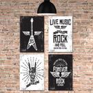 Placa Decorativa MDF Musica Rock Kit 4un MDF 20x30cm Placa Decorativa MDF Musica Rock Kit 4un MDF 20x30cm