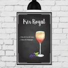 Placa Decorativa MDF Receitas de Drink Kir Royal 30x40