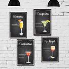 Placa Decorativa MDF Receitas Drinks Taças Kit 4un 30x40cm