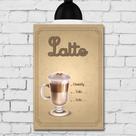 Placa Decorativa MDF Tipos de Café Latte 30x40