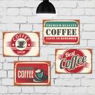 Placa Decorativa MDF Vintage Cozinha Café Kit 4un 30x40cm