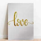 Placa Decorativa Metálica Love Dourado