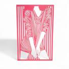 Placa Decorativa Mulher em Perspectiva em Mdf Cor Rosa 57 cm