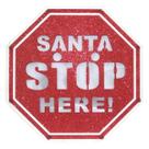 Placa Decorativa Natal Santa Stop Here Com Luz Grande 25cm Placa Decorativa Natal Santa Stop Here Com Luz Grande 25cm