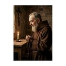 Placa Decorativa Padre Pio Santo Orando Terço Vela 50x70cm