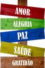 Placa Decorativa Palavras Amor, Alegria 20x30 Mdf Adesivado