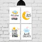 Placa Decorativa para Quarto de Bebê Soneca Kit 4un 30x40cm