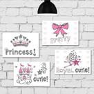 Placa Decorativa para Quarto de Menina Princesa Kit 4un