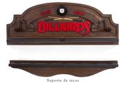 Placa Decorativa Porta-Tacos Sinuca + Suporte - Billiards 224