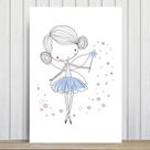 Placa Decorativa Quarto de Menina Fada Azul 20x30cm