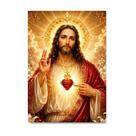 Placa Decorativa Sagrado Coração de Jesus Devoção Dourada 40x60cm