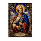 Placa Decorativa São Pedro em Vitral Sagrado 21x30cm