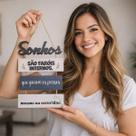 Placa Decorativa "Sonhos São Faróis Internos" com Corda