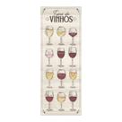 Placa Decorativa Vertical Tipos de Vinho Adega Cozinha 15x40