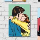 Placa Decorativa Vintage Beijo Kit 4un MDF 30x40cm