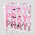 Placa Decorativa zaxek 10 x 10 cm Rosa com Versículo Bíblico Inspirador