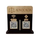 Placa Display Logo e 2 Qr Code Pix e Wifi em Acrílico Dourado e Preto