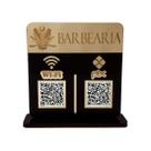 Placa Display Logo e 2 Qr Code Pix e Wifi em Acrílico Dourado e Preto