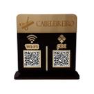 Placa Display Logo e 2 Qr Code Pix e Wifi em Acrílico Dourado e Preto