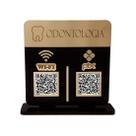 Placa Display Logo e 2 Qr Code Pix e Wifi em Acrílico Dourado e Preto