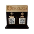 Placa Display Logo e 2 Qr Code Pix e Wifi em Acrílico Dourado e Preto