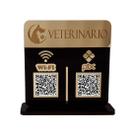 Placa Display Logo e 2 Qr Code Pix e Wifi em Acrílico Dourado e Preto