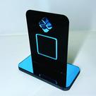 Placa em acrilico para qr code de pix cor preto com azul espelhado