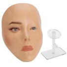 Placa facial de silicone 5D para prática de maquiagem com suporte 18,5 x 13,3 cm