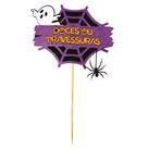 Placa Festa de Halloween Doces ou Travessuras Teia de Aranha EVA 1 Un Vivarte - Inspire sua Festa Loja