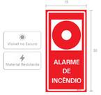 Placa Fotoluminescente Alarme de Incêndio” - Sinalização de Emergência 30 x 15 Decore