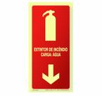 Placa Fotoluminescente - Extintor de Incêndio Carga: Água