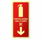 Placa Fotoluminescente - Extintor de Incêndio Carga: Pó Químico BC