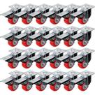 Placa giratória Caster Wheels FactorDuty de 2 polegadas com freio de poliuretano vermelho (pacote com 24)