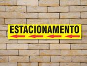 Placa Indicativa Sinalização Estacionamento Seta À Esquerda Amarela