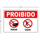 Placa informativa proibido caçar e pescar Placa informativa proibido caçar e pescar