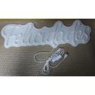 Placa led neon felicidades- 30cm acompanha fonte