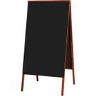 Placa Lousa Quadro Cavalete de Propaganda Duplo Madeira Pinus Mogno para Giz 120x60 cm Preto Fosco