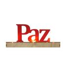 Placa Luminosa de Bancada com Led Plavra Paz Madeira 22x3x5cm.
