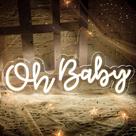 Placa Neon ATTNEON Oh Baby Decorativa USB para Parede 41 x 15 cm