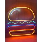 Placa Neon Led Lanche Hambúrguer 40cmx40cm - Acompanha fonte