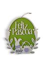 Placa Oval Verde Feliz Páscoa 25x23cm
