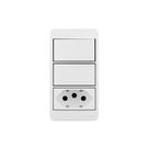 Placa para Condulete Caixa 3/4" com Interruptor Simples 10A e Tomada 2P+T 20A MarGirius Sleek Branca
