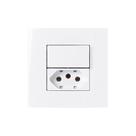 Placa Para Móveis 80x80 Com Interruptor Paralelo 10a E Tomada 2p+t 20a Margirius Sleek Branca
