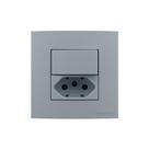 Placa Para Móveis 80x80 Com Interruptor Paralelo 10a E Tomada 2p+t 20a Margirius Sleek Colors Cinza Cinza