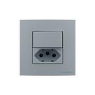 Placa para Móveis 80x80 com Interruptor Paralelo 10A e Tomada 2P+T 20A MarGirius Sleek Colors Cinza